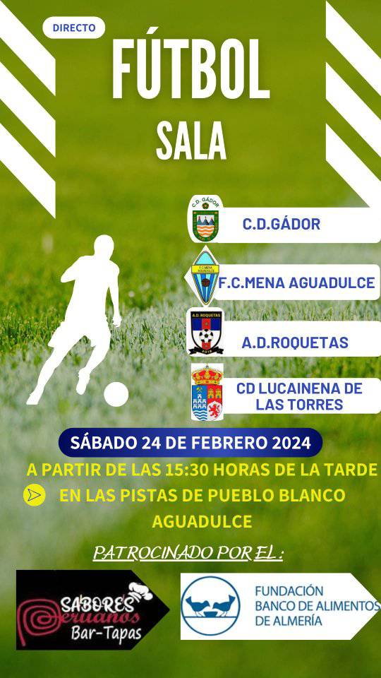 Cartel de la 4º Edicion del Torneo Benefico a favor del <a href="/bancalimentosal/">BancoalimentosAlmería</a>   el Proximo Sabado a las 15:30 horas en las Pistas de Pueblo Blanco de Aguadulce 
<a href="/CDGador/">𝐂𝐥𝐮𝐛 𝐃𝐞𝐩𝐨𝐫𝐭𝐢𝐯𝐨 𝐆𝐚́𝐝𝐨𝐫</a>  , CD Lucainena de Las Torres <a href="/adroquetas2018/">AD ROQUETAS 2018</a>