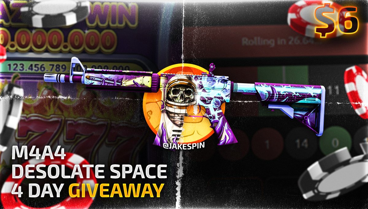 jakespincs's tweet photo. 🎁CS2 GIVEWAY🎁

🔫M4A4 l Desolate Space (6$)

👉 TO ENTER:

✅Follow me @jakespincs 
✅Retweet
✅ TAG 2 Friends

⏰Giveaway ends in 4 days!
🍀Goodluck Everyone!

#CS2 #CS2Giveaway #CS2Giveaways https://t.co/BaOaa1hRBA