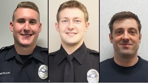 Three White first responders murdered by a thug in yet another incident of never ending #blackonWhiteViolence. Paul Elmstrand, Matthew Ruge and Adam Finseth were killed by a violent thug who never should have lived among us. #Burnsville, Minnesota, a state built by