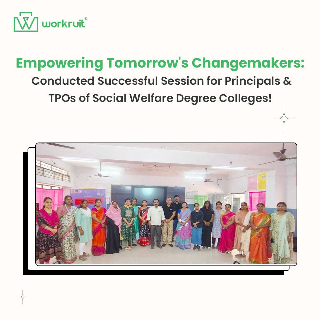 workruit's tweet photo. Empowering Tomorrow's Changemakers

- 🎓 Conducted Successful Session for Principals &amp; TPOs of Social Welfare Degree Colleges!
- 🌟 Igniting Minds, Shaping Futures!
- 💼 Equipping Leaders for Social Impact! 

#Empowerment #EducationForAll #ChangeMakers #SocialImpact https://t.co/kCCLwxh4Iz