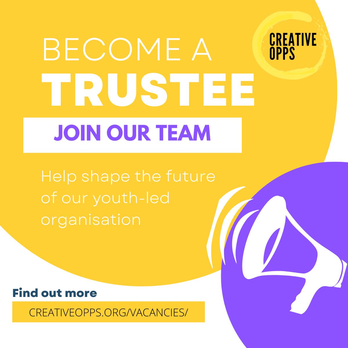 We’re looking to expand our board of committed trustees to help shape the future of our youth-led organisation! We’d love to hear from you 🙌

Find out more about the role and how to apply here: creativeopps.org/vacancies/vaca…

#youthwork #trustees #creativeyouth