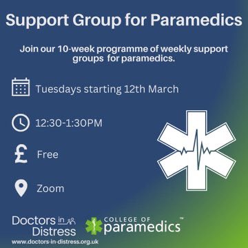 #Paramedics 🚑🚁👩🏽‍⚕️🩺 Are you feeling the pressures of your role? 

If you’re feeling burnout, tired, exhausted, or generally feeling bleuh about work stuff, 

<a href="/ParamedicsUK/">College of Paramedics</a> are running a cafe-style peer group to support members. More details ⬇️

collegeofparamedics.co.uk/COP/Events/Eve…