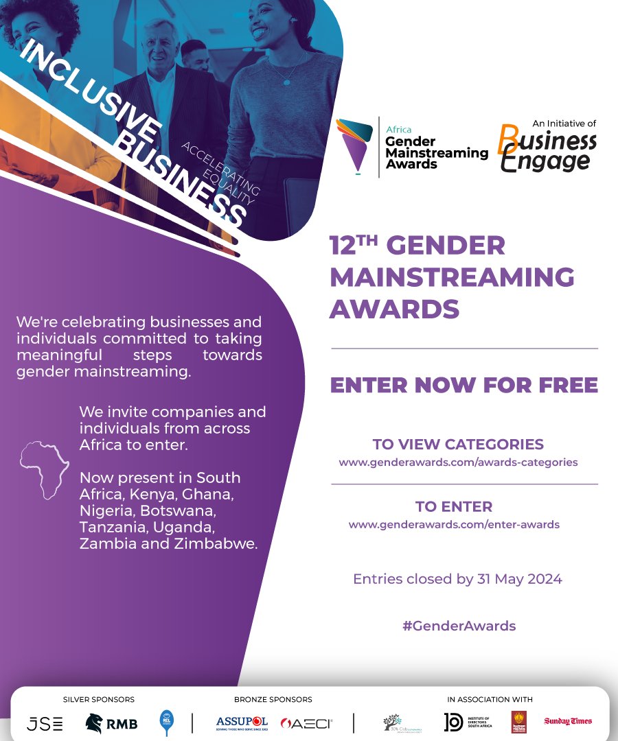 BusinessEngage's tweet photo. The Gender Mainstreaming Awards initiative continues to expand into Africa, and this year, we're proud to unveil our rebranding.

Join us in fostering greater private sector involvement in enhancing gender mainstreaming.

Enter now: https://t.co/pALTRRthri

#GenderAwards https://t.co/JuqtnAnepF