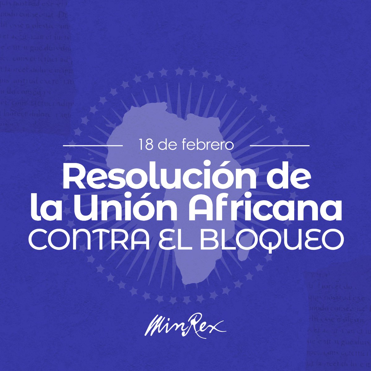 Por 15ª ocasión consecutiva, 37ª Cumbre de la <a href="/_AfricanUnion/">African Union</a> adoptó resolución que pide el fin del bloqueo de EEUU vs #Cuba.

Expresamos profundo agradecimiento a nuestros hermanos africanos por su firme e invariable apoyo al pueblo cubano frente a esa genocida política.

(1/2)