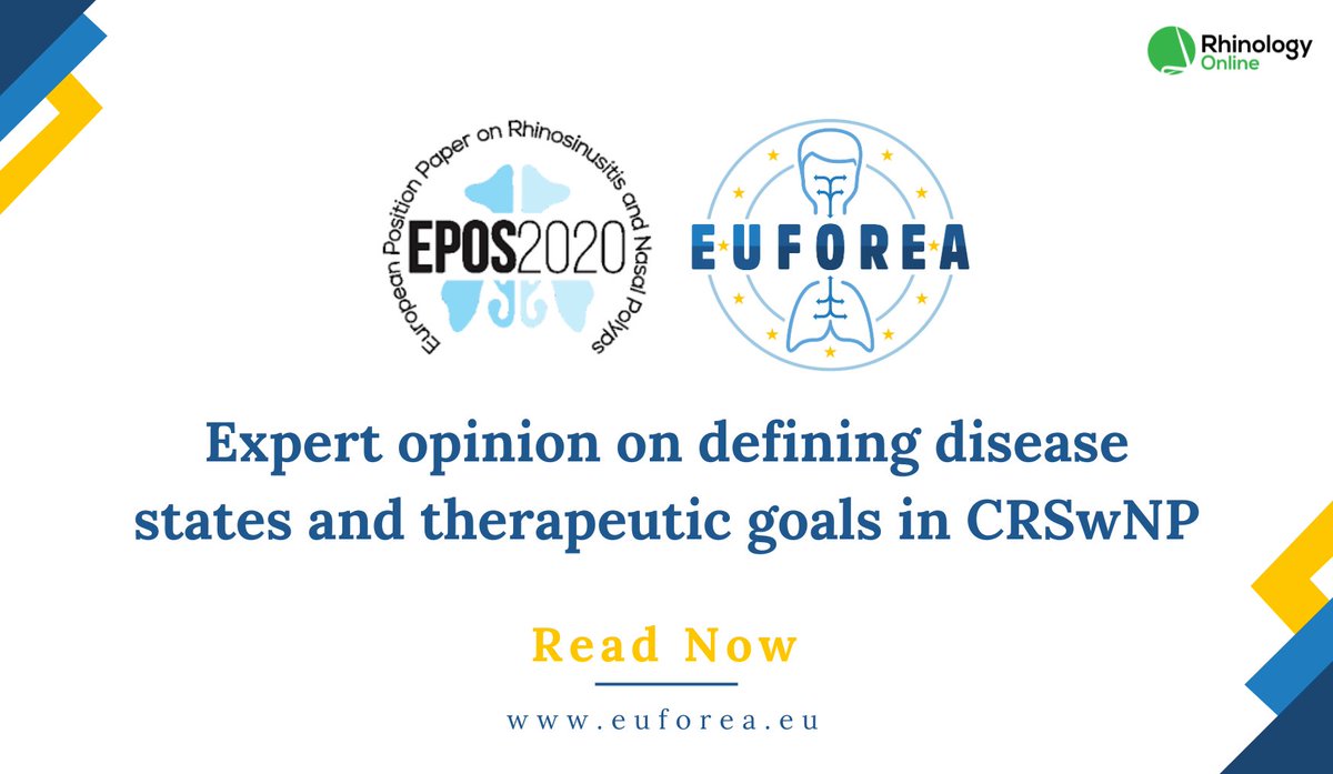 euforea's tweet photo. 🆕 #EPOS2020/EUFOREA #Paper on 'expert opinion on defining disease states and therapeutic goals in #CRSwNP' in @JRhinology. EUFOREA & EPOS expert members discussed how to measure treatment responses and set new treatment goals for CRSwNP.
#openaccess
🔗https://t.co/h7yLMGZUNy https://t.co/6ht4IOPUYF