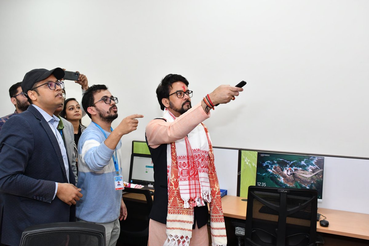 ianuragthakur's tweet photo. It was a pleasure to visit the Doordarshan Kendra in Guwahati and inaugurate the RNU news production room at the centre. This will significantly increase the centre's output and provide the people with high-quality services.

Under the visionary leadership of Hon'ble PM Shri @narendramodi ji, the government has made the development of the North-eastern states a top priority resulting in all-round development in the region. 

I also held a review meeting with the senior officials and held discussions on a variety of issues concerning the department.