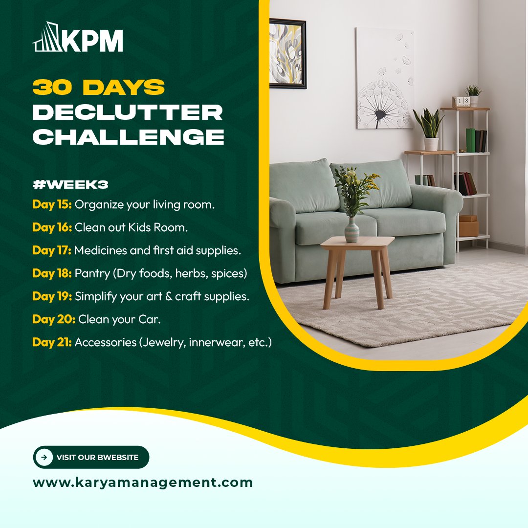 kpmproperties's tweet image. Join the #30DaysDeclutterChallenge! #Week3 is all about streamlining your space.

#DeclutterChallenge #HomeOrganization #Homes #NewApartment #Apartment #DecorateYourHome #Home #BudgetFriendly #DreamHome #SpaceSavers #Spacious #Space #RoomSpace #Goals #Lifestyle #GoodVibes