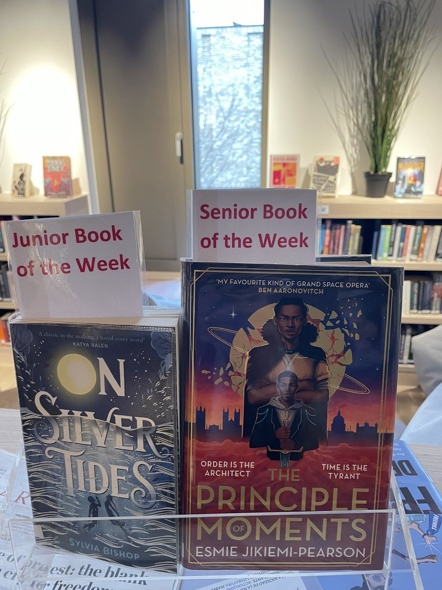 The new Library is up and running, and here are our first Books of the Week in 2024! On Silver Tides by @sylviabishop and The Principle Moments by @OldDolphins author @esmiejp ❤️📕🌟📚 #ReadingForPleasure @GandLSchool @AndersenPress @gollancz