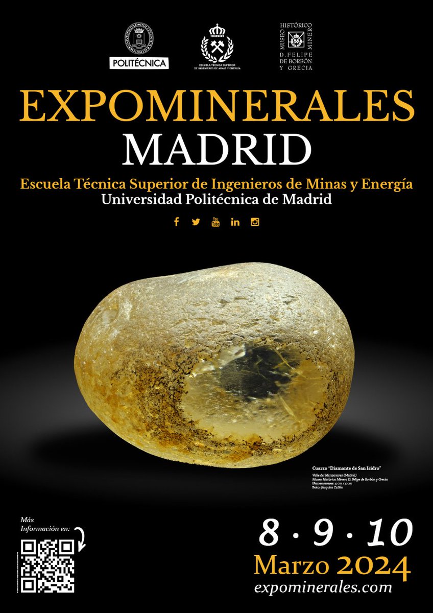 ⚒️🔬 Descubre #ExpomineralesMadrid2024, del 8-10 marzo en la <a href="/minasenergiaupm/">minasenergiaupm</a> <a href="/La_UPM/">Universidad Politécnica de Madrid</a>
Conectando #ciencia, #ingeniería y #jovenes desde hace más de 40 años en #Madrid

🌍💧 Más info: short.upm.es/qn655
#Ciencia #Madrid #universidad #stem #agua #sociedad #minerales #minas