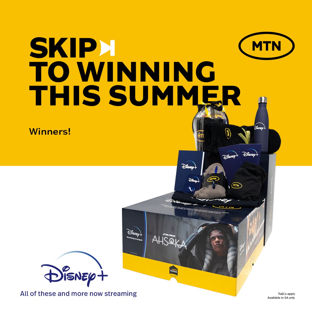 Mettlestate's tweet photo. Congratulations to this weekβs giveaway winners! π
Your @Disneyplusza hampers courtesy of @MTNza will be on their way to you soon! Stay tuned for another chance to win! π
Thank you to everyone who participated! Now letβs skip to more Disney+ treats!
#MTNSummer #MTNGoodStuff https://t.co/FUyiex498H