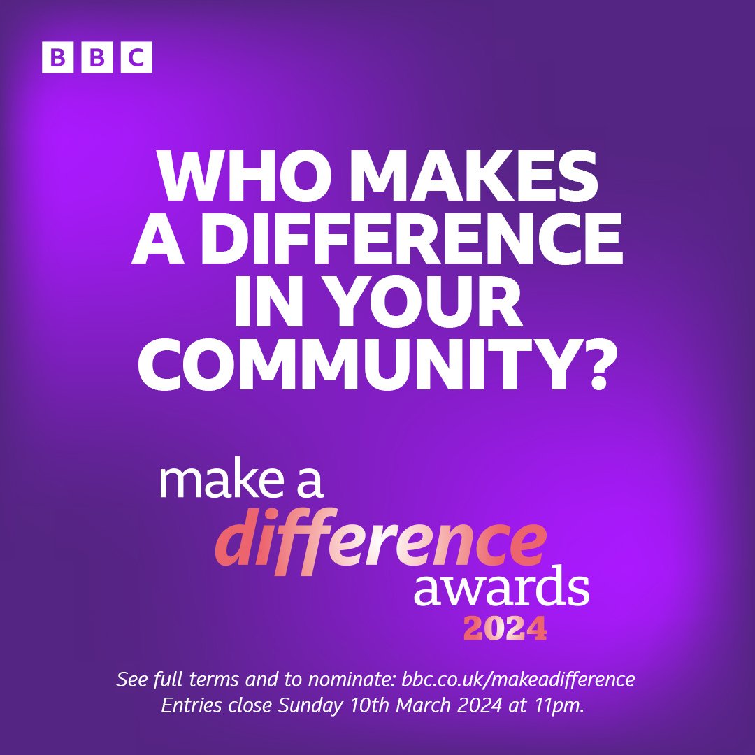 NorthantsCF's tweet photo. Do you know someone who makes where you live a better place?

For a 3rd year, @BBCNorthampton are running their Make a Difference Awards, to recognise &amp; thank those who make a real difference. Nominations are now open 👉 https://t.co/qaa0BQ3QI1 👈

#BBCMakeADifference https://t.co/dwBXPJArK1
