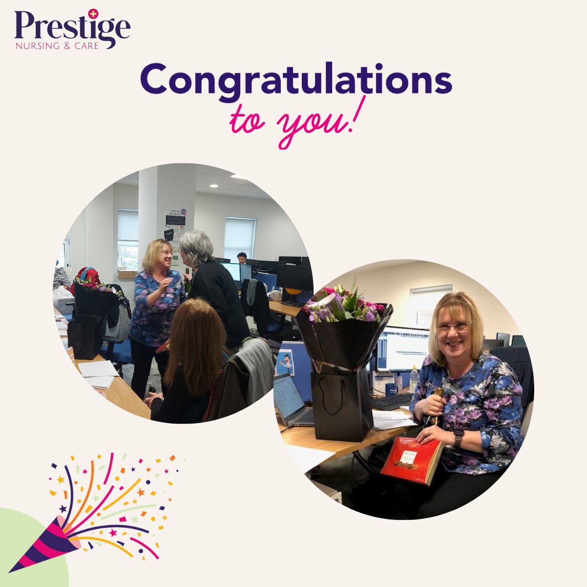 Congratulations to Di Powney, who celebrated 25 years at Prestige last week. Sarah, our MD, gifted her some lovely gifts for the special occasion. A huge achievement!