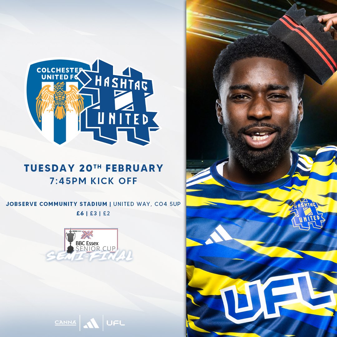 🏆 <a href="/BBCEssex/">BBC Essex</a> Senior Cup SEMI-FINAL 🆚 <a href="/ColU_Official/">Colchester United FC</a> 

Tomorrow night we head to the JobServe Community stadium for SEMI-FINAL action! 👀

🚨 Make sure you are purchasing AWAY tickets in blocks W6, W7, W8, or W9. You can buy tickets on the day, but please be aware it is a