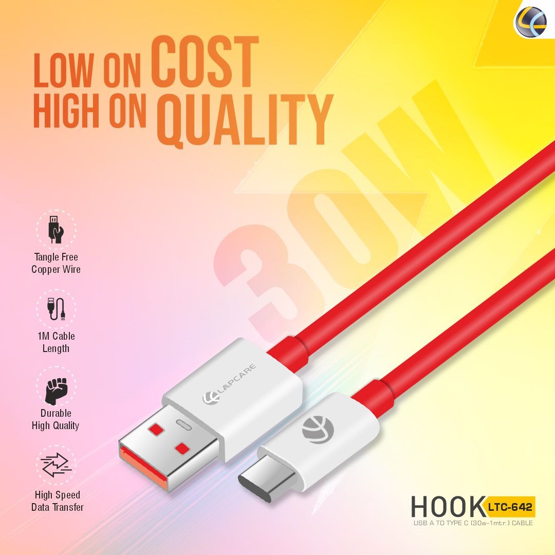 Lapcare_World's tweet image. "Elevate your connectivity with Lapcare Hook USB A to Type-C (30W) cable. Designed for speed, durability, and style. 1mtr length, high-speed charging and data transfer, durable design. Effortless connection, elevated experience. ⚡🔗 
.
.
.
.
.
.
.
.
.
#datacable #cableforphone