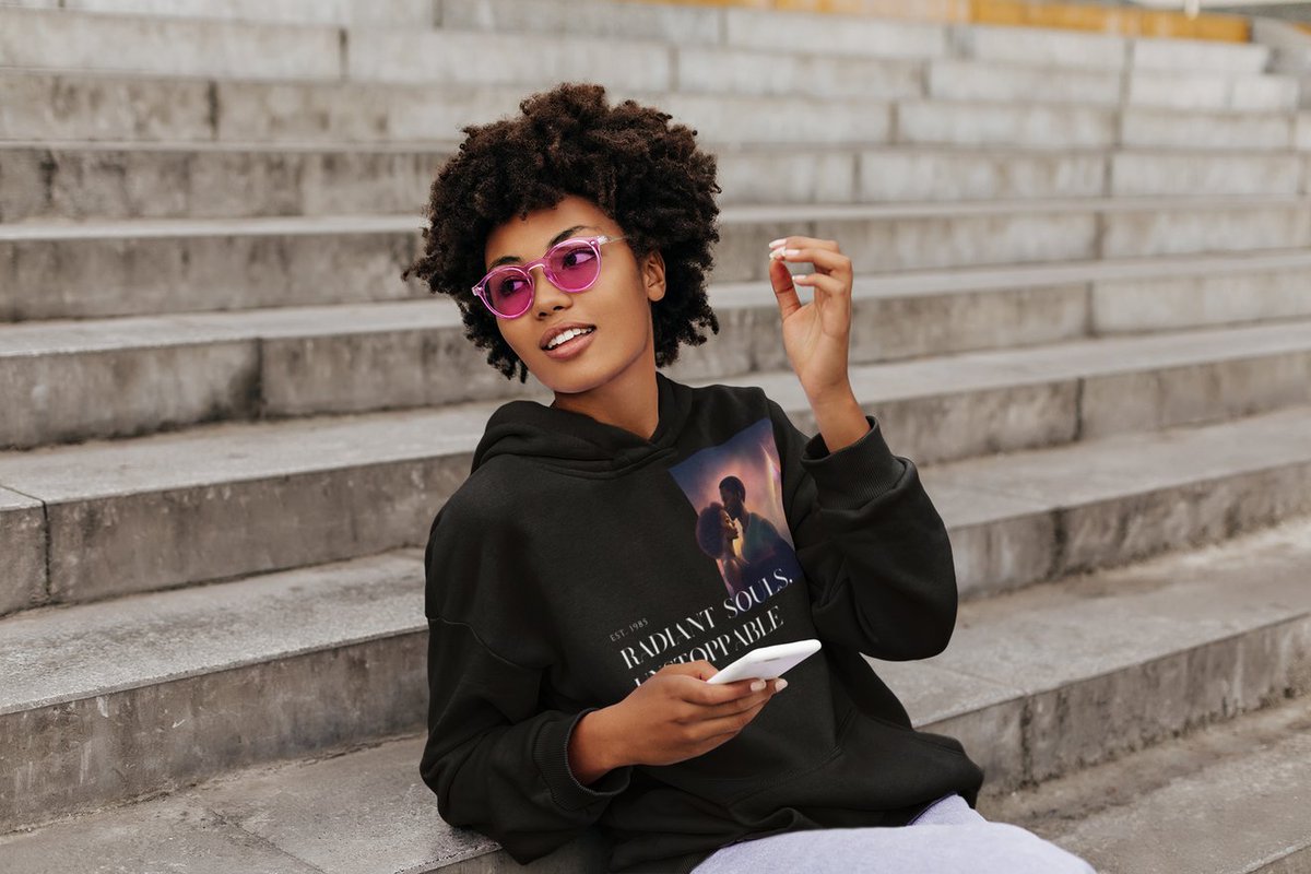 "Rise and shine, world-changers! ✨ Start your Monday with a mantra that matches your inner fire: 'Radiant Souls, Unstoppable Goals.' Wear this hoodie as a declaration of your limitless potential and a reminder that your light cannot be dimmed. 💫