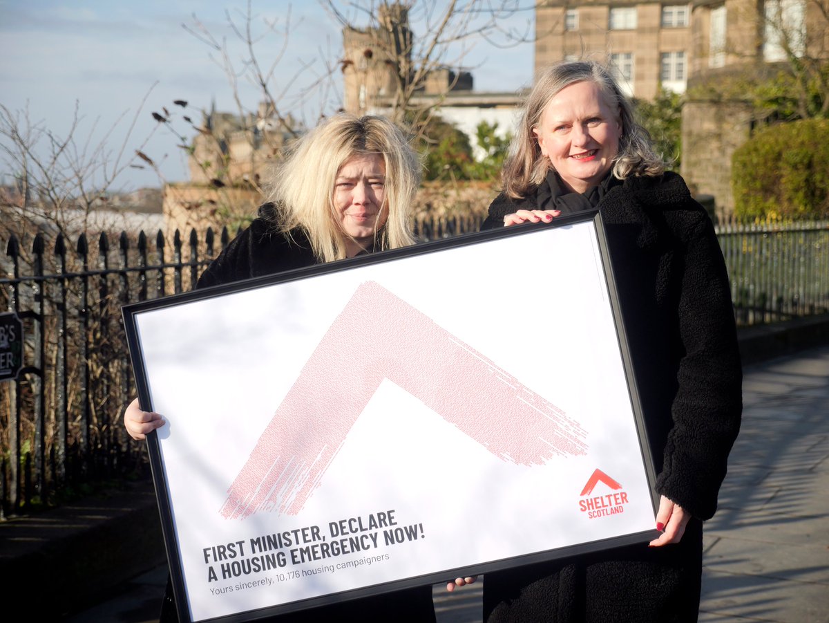 Today, we delivered our open letter to @HumzaYousaf. Over 10,000 people demand that the @scotgov declare a #housingemergency and deliver an action plan to end it. It's time for the First Minister to get serious.
