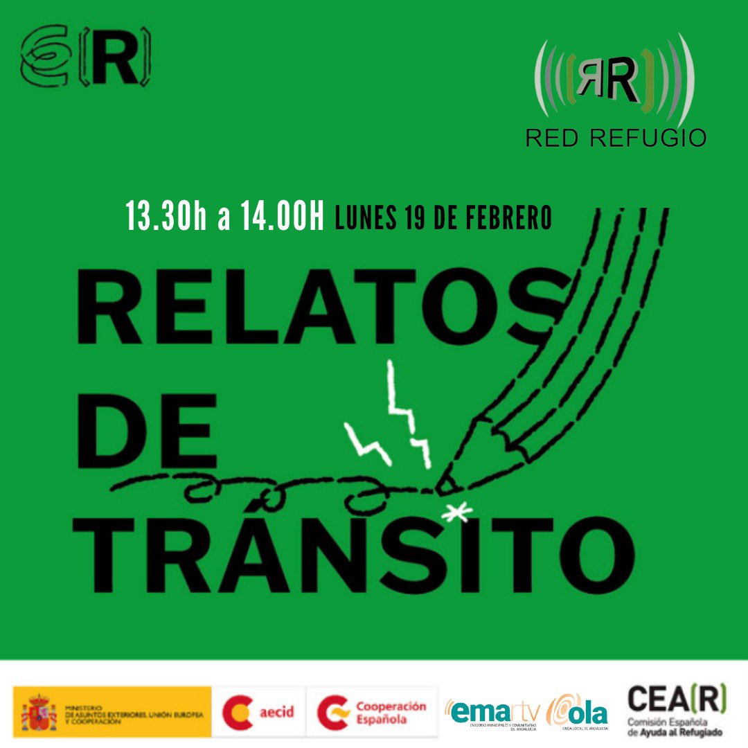 CEAR_Andalucia's tweet photo. 📻 Hoy en #RedRefugio conocemos Relatos de Tránsito, resultado del proyecto #EscuchaRefugio (@AECID_es) en #Málaga
🗣️ Nos adentramos en las historias de Virginia y Giulia, obligadas a huir de sus países
🕜 A las 13:30h en @ondalocalemartv ▶️https://t.co/D1i7UTi70O
@CEARefugio https://t.co/PccEuNgyrX