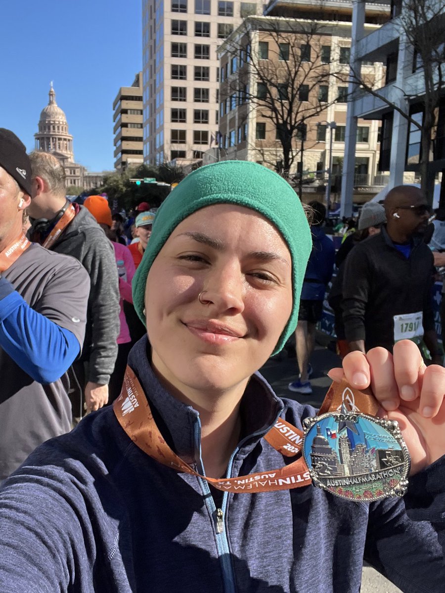 Completed my first half marathon yesterday! It was so much fun. Can’t wait for next year! Thanks to my amazing friends for cheering me on! 🤍

<a href="/AshleyVDiMarco/">Ashley DiMarco, Ph.D.</a> <a href="/ZacSolomon/">Zac Solomon</a> <a href="/LincolnPlsek/">Lincoln Jacob</a>