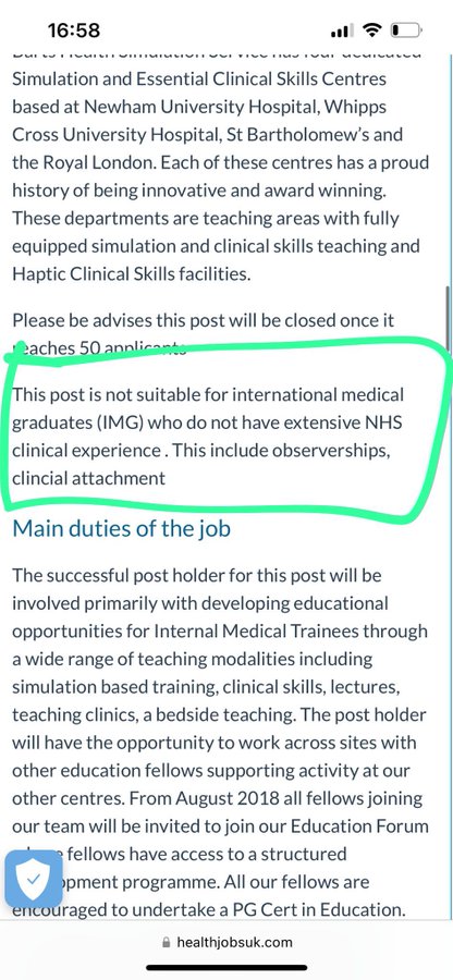 Partha S Kar ๐ฎ๐ณ๐ฌ๐ง๐๐ฅ (@parthaskar) on Twitter photo Intrigued by this job advert <a href="/NHSBartsHealth/">Barts Health</a> <a href="/BartsHealthJobs/">Barts Health Jobs</a>
Are you saying this post is ok for local grads without adequate NHS experience-or just singling out IMGs?
(H/T <a href="/DrMCpsych/">Marilia Calcia</a>)
<a href="/NHSE_WTE/">NHS England Workforce, Training and Education</a> <a href="/NHSEmployers/">NHS Employers</a>
How does that work with Equality Act 2010?
healthjobsuk.com/job/UK/London/โฆ Intrigued by this job advert <a href="/NHSBartsHealth/">Barts Health</a> <a href="/BartsHealthJobs/">Barts Health Jobs</a>
Are you saying this post is ok for local grads without adequate NHS experience-or just singling out IMGs?
(H/T <a href="/DrMCpsych/">Marilia Calcia</a>)
<a href="/NHSE_WTE/">NHS England Workforce, Training and Education</a> <a href="/NHSEmployers/">NHS Employers</a>
How does that work with Equality Act 2010?
healthjobsuk.com/job/UK/London/โฆ