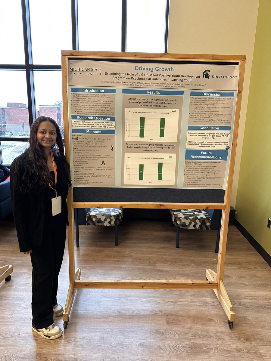 ChelsiRicketts's tweet photo. So proud of Aarushi for crushing her presentation at the 2024 Midwest Sport and Exercise Psychology Symposium. Aarushi joined our lab as an undergraduate student in Fall 2023 and has been a delight to work with!
Go green!
#MSEPS @HopeCollege @MSUCollegeofEd https://t.co/mvIx8jAKDY