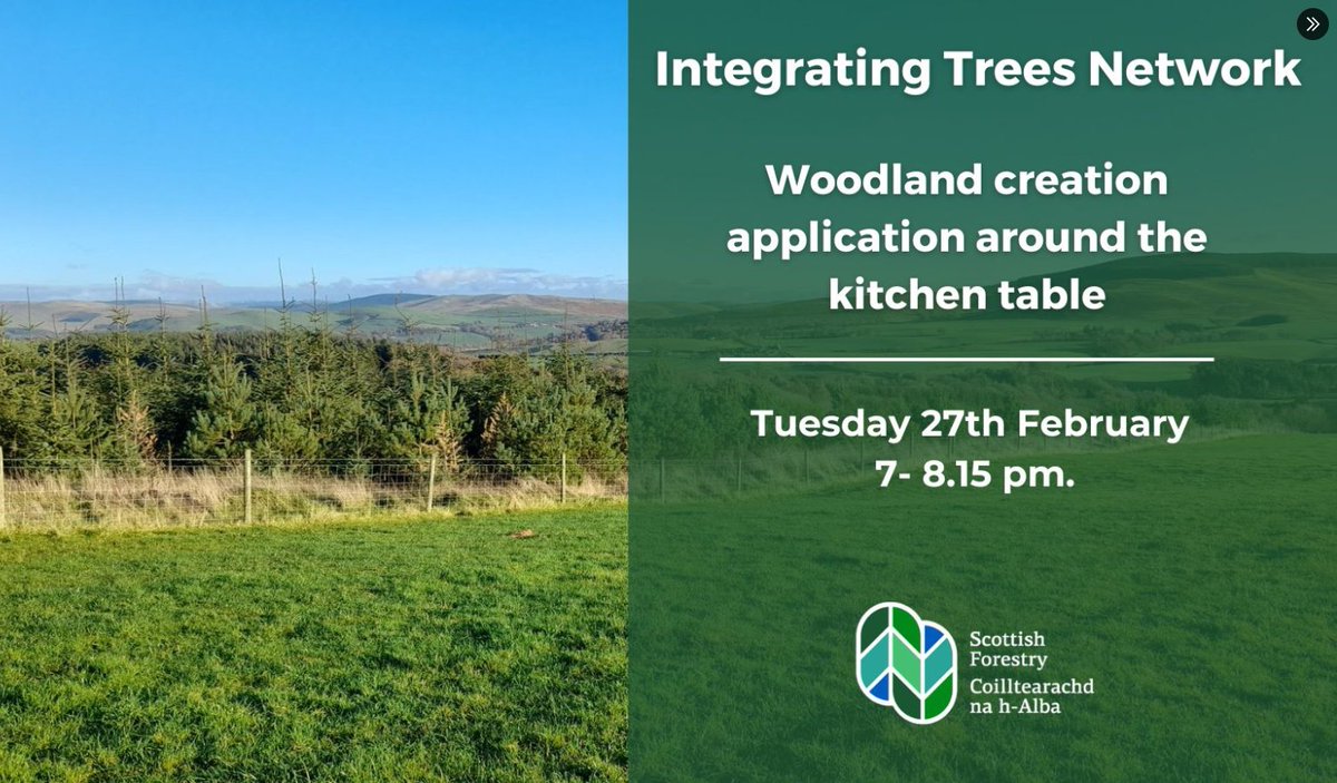 Want to know how to fill out a woodland creation application form for a smaller scale project? Join #farmer Andrew Adamson from Netherurd Farm to find out how he did it in this free Integrating Trees Network event. Tues 27th Feb 7-8:15pm. ▶️tickettailor.com/events/integra…