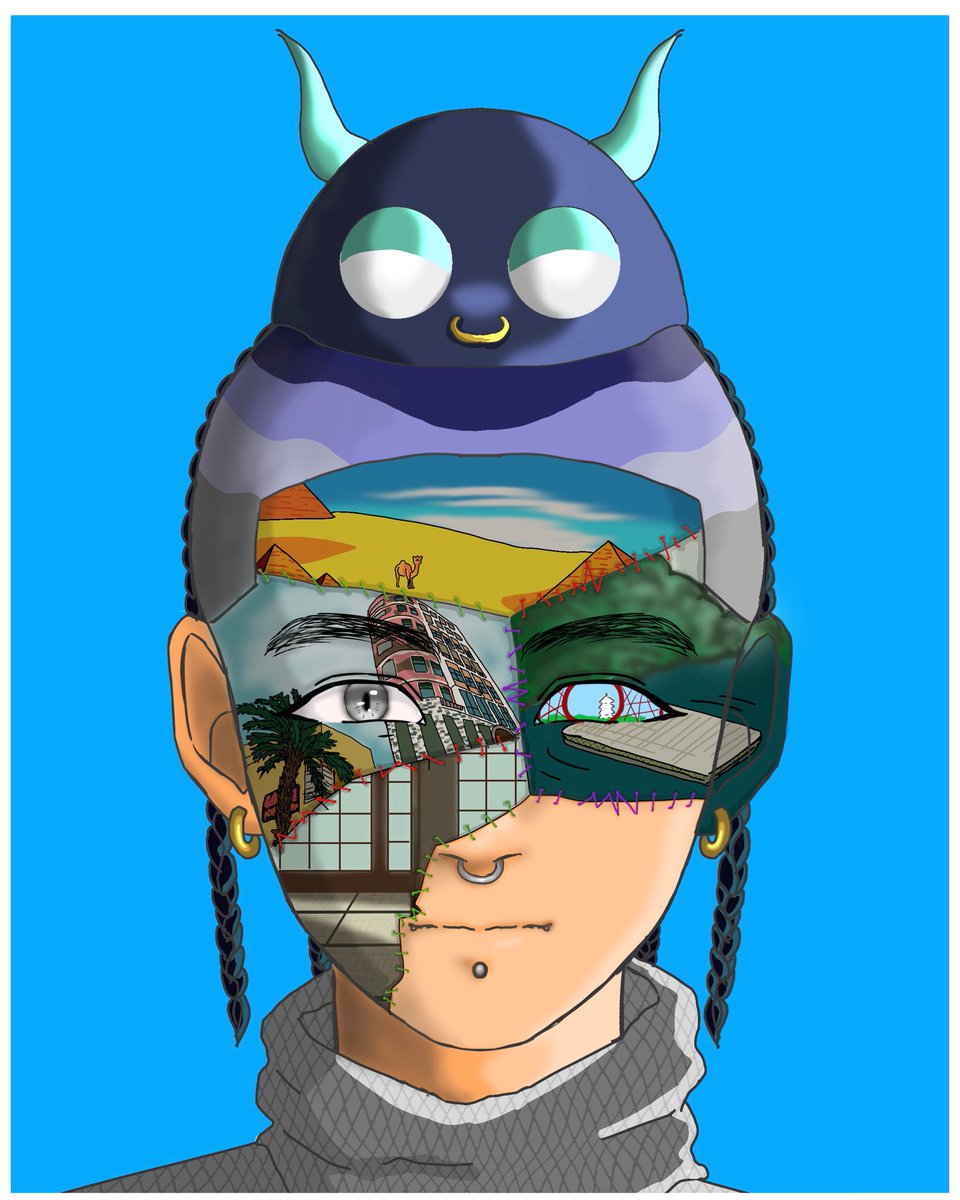 mokyutamisan's tweet photo. 『OZworld』
1個の絵に時間かけてみようと思って描いたやつ。
証明写真っぽさベースで「証明写真に映らない内面」を描きたくてあえて単調な背景で輪郭の内側に情報を詰め込みました☺️
顔のツギハギと片目の景色はMVの景色。なんの曲か考えてみてね。
#OZworld 
#NiLLAND
#ファンアート
@OverZenith369 https://t.co/qfHKZr3GlP