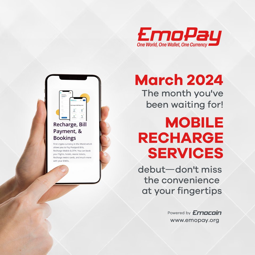 imemopay's tweet image. 🎉 Introducing mobile recharge services—convenience at your fingertips! 

Visit 👉 emopay.org

#MobileRecharge #Emopay #ExcitingNews #Emocoin #Crypto #StayTuned #Innovation #Future #TechTrends #DigitalCurrency #Technology #DigitalRevolution #Monday #March2024 #Tech