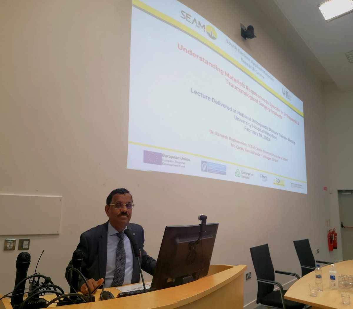 ..@SEAM_setu Director Ramesh.Raghavendra giving a lecture on understanding materials requirements for surgical implants at National Orthopaedic Doctors Trainees Meeting at University Hospital Waterford today @EngTechWIT @SETU_Research @I_Form_Centre