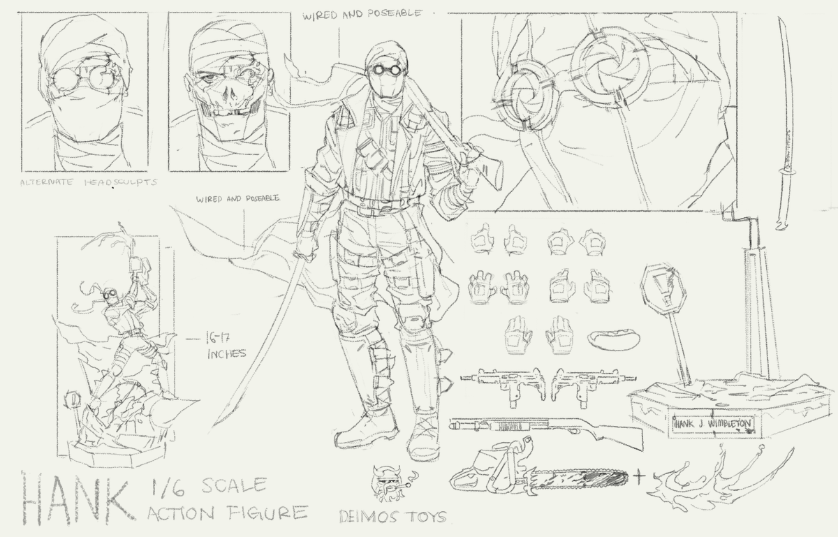 MADNESS COMBAT 1/6 scale action figure (deimos art concept/ M: PN trailer hank version) sketch, conceptualization. will color soon