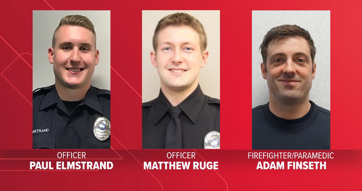 Two police officers and a fireman have been shot dead in Burnsville, Minnesota. Officer Paul Elmstrand Officer Matthew Ruge Firefighter Adam Finseth The first responders were killed after they entered a home where an armed suspect opened fire as he was barricaded inside with…