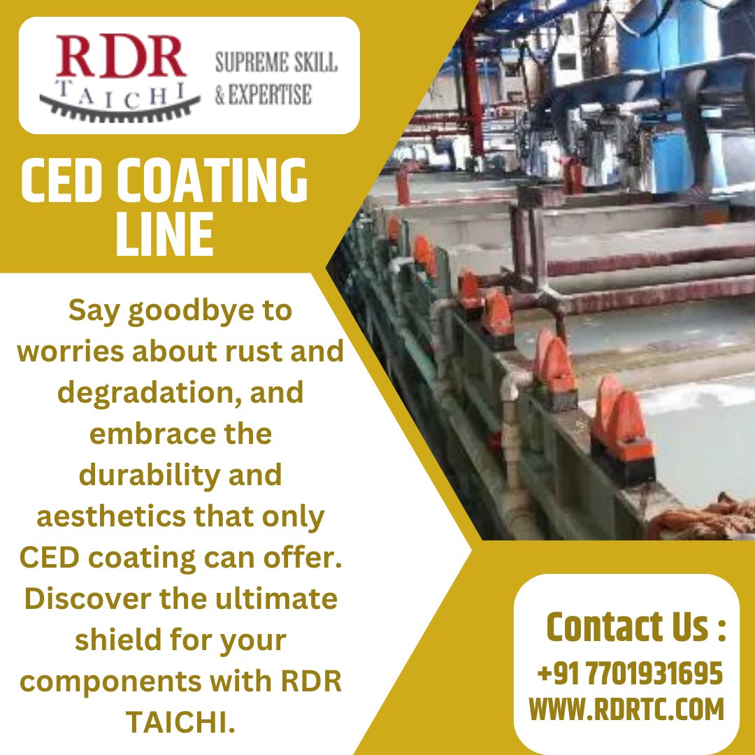 RdrTaichi's tweet photo. Unleash the Power of Protection with RDR TAICHI CED Coating Line! #CEDCoating #SurfaceProtection #RDR_TAICHI Call Us:- (+91) 7701931695
Mail Us:- info@rdrtc.com
Visit:- https://t.co/2VclDQT0i6 https://t.co/OP8TEU0W1n