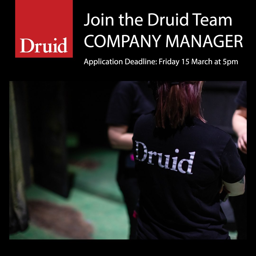 Join the Druid Team!

We're looking for a Company Manager to join us as we tour Ireland and the world 🌍

Read all about the job here: bit.ly/3UKnnk0

The deadline for applications is Fri 15 March at 5pm