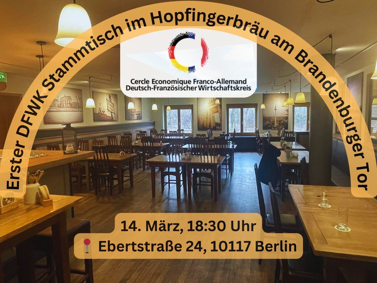 🎉 Seien Sie dabei beim ersten DFWK Stammtisch! 🎉 📅 14. März 2024, 18:30 Uhr 📍 Wo: Hopfingerbräu am Brandenburger Tor Der DFWK übernimmt die Getränkekosten. 🍻 Unsere Stammtische werden künftig #vierteljährlich stattfinden, um einen regelmäßigen Austausch zu ermöglichen.🗣️