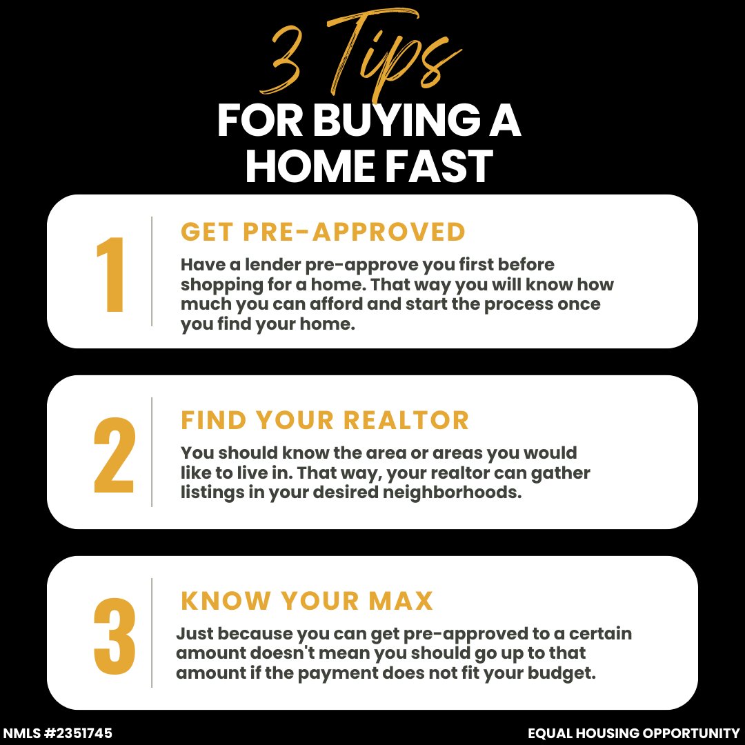 We get a lot of questions on how to expedite the home buying and/or loan process. Here are a few tips on how to best set yourself up for success and make the process as quick as possible.

#JamesMortgage #EqualOpportunityHousing #Homeloan #JMTEAM #KentuckyMortgage #Mortgage
