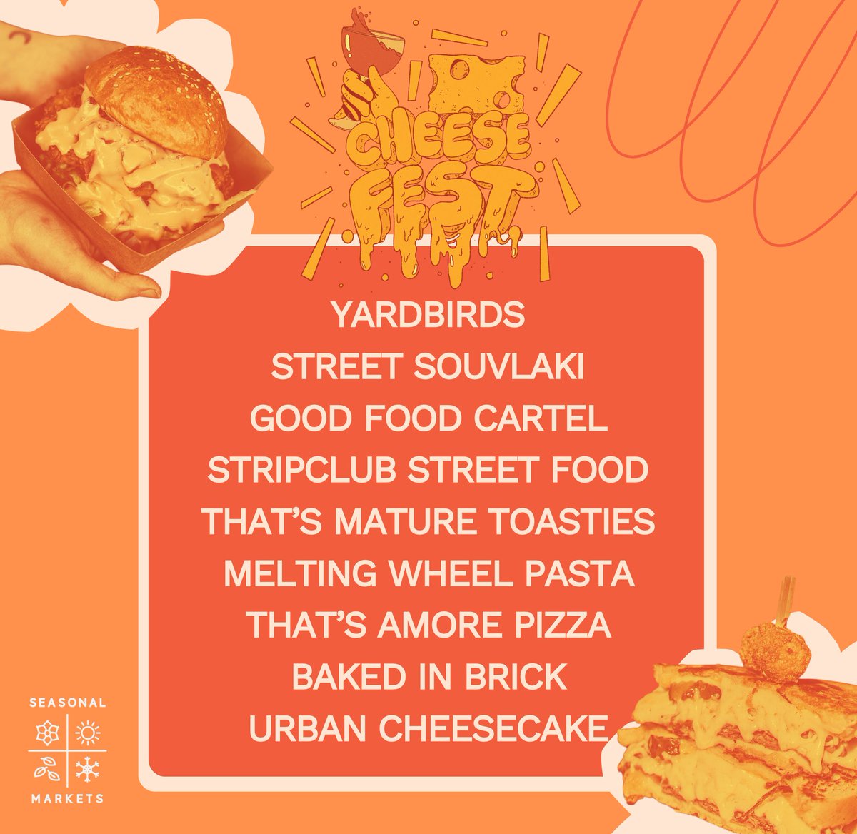 Visit Birmingham & West Midlands (@visit_bham) on Twitter photo Calling all cheese enthusiasts! Get ready to indulge in a seriously cheesy celebration at <a href="/seasonalmarkets/">Seasonal Markets</a> ‘Cheese Fest’ 🧀
Expect a day of some of the best street food vendors, live music, kids entertainment, market traders and drinks.
Get tickets: bit.ly/49qUAp4 Calling all cheese enthusiasts! Get ready to indulge in a seriously cheesy celebration at <a href="/seasonalmarkets/">Seasonal Markets</a> ‘Cheese Fest’ 🧀
Expect a day of some of the best street food vendors, live music, kids entertainment, market traders and drinks.
Get tickets: bit.ly/49qUAp4