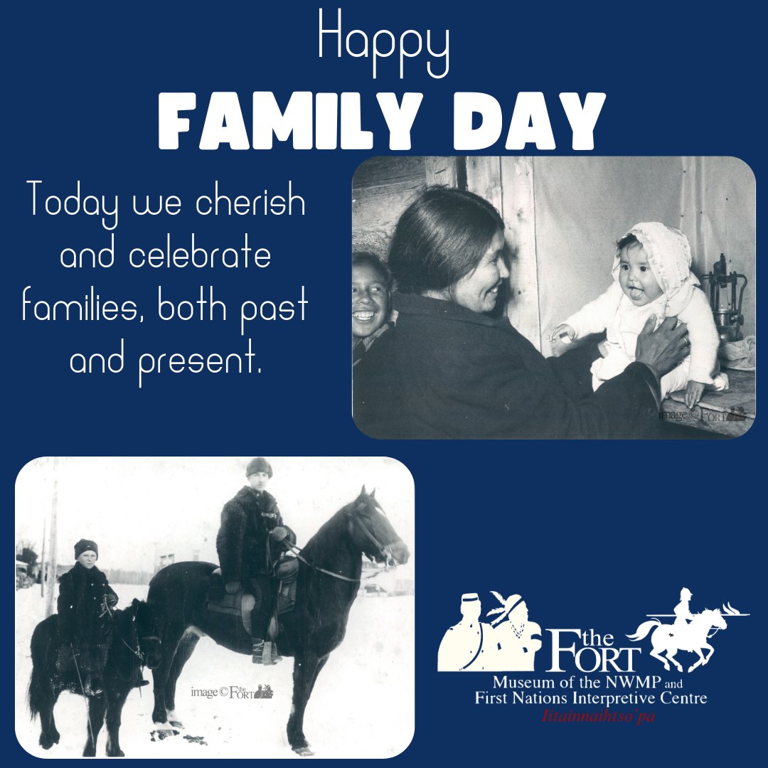 Happy Family Day.

FMP.80.73: Black and white photograph depicting an Indigenous woman playing with a baby inside a room.

FMP.80.355: Contemporary B/W print of Inspector Begin and son - mounted on horse and pony. Lethbridge 1904.
 
 #FamilyDay #thefort  #nwmpmuseum