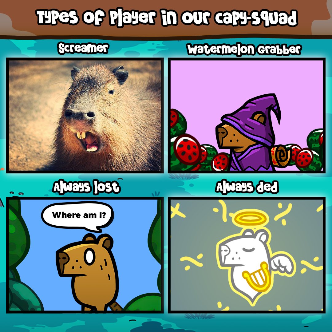 Our Capy-squad every single time 😅

#Capybara #Steam #Roguelite #Bullethell #MondayMeme