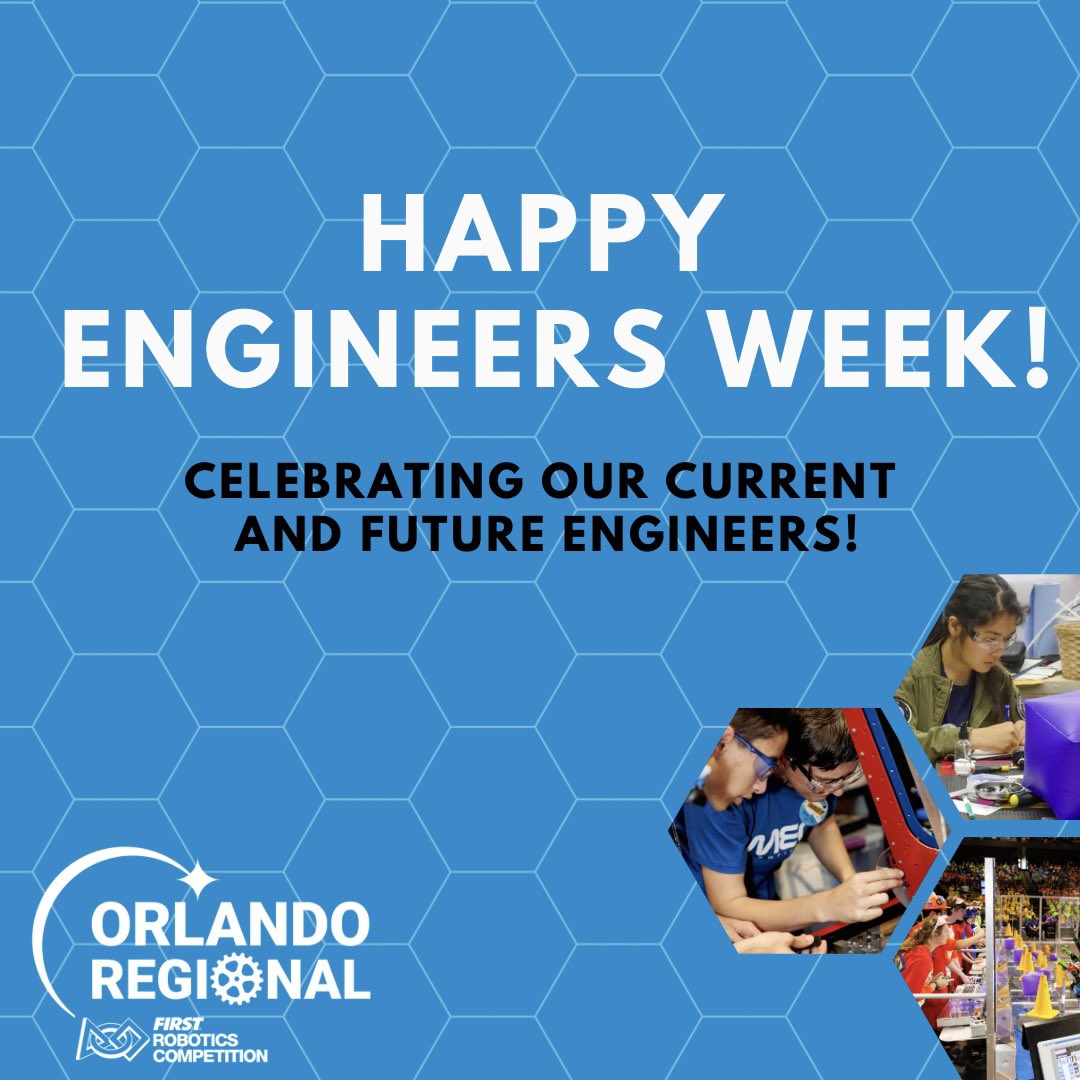 Join us in celebrating Engineers Week at the FIRST Robotics Orlando Regional! 🤖 We're honoring all current and future engineers who are shaping the world with their creativity, innovation, and problem-solving skills. Let's inspire the next generation of STEM leaders together! 💡