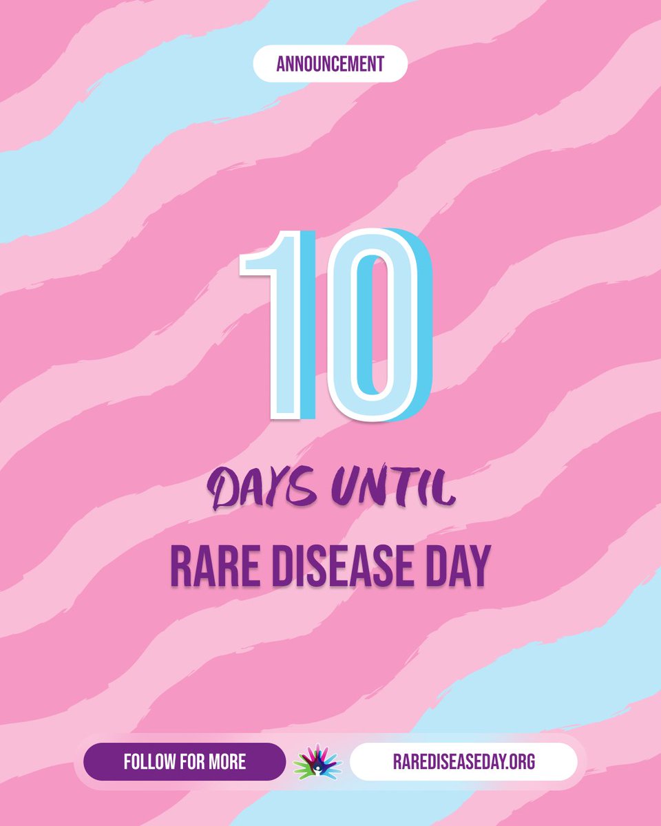 Countdown alert! Just 10 days left until #RareDiseaseDay! 🎉 Let's raise awareness and support for those living with rare conditions. Illuminate the world in solidarity with #LightUpForRare 💡, advocate for better resources, and share our stories to inspire change!