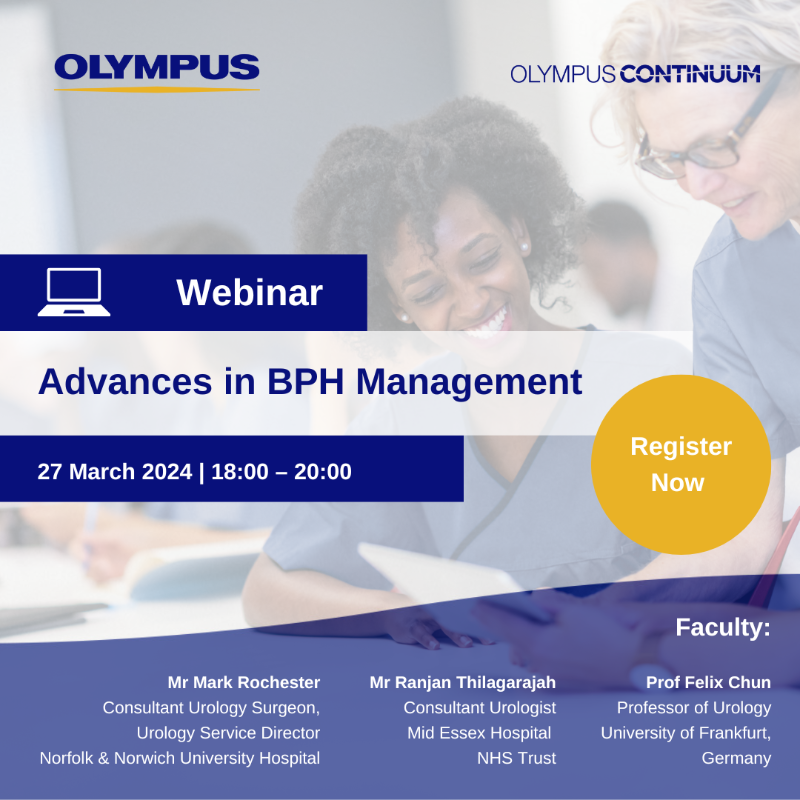 OlympusMedUKIE's tweet photo. 📢 Are you a #Urologist looking to learn more about the Advancements in BPH Management?

Join @markr1004 @chun_jongi &amp; Ranjan Thilagarajah on 27 March 2024 at 6pm for a deep dive into the latest treatments options for BPH Management.

👉 Register now https://t.co/aAU2QJP6Gh