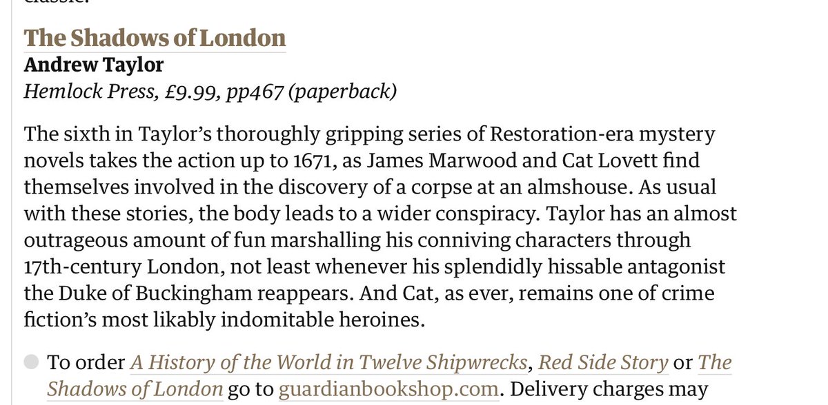 I've just spotted @alexlarman's review of the paperback in the Observer, and I'm feeling that warm glow...