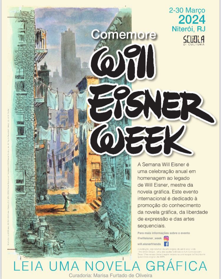 Iniciando o ano com o primeiro evento: Will Eisner Week BR!
Nos dias 02 e 03 estarei no @willeisner_week , na @scuoladicultura em Niterói, RJ.

O evento é gratuito e prevê exibição de filme, exposição, workshops, rodas de conversa e várias mesas de quadrinistas.