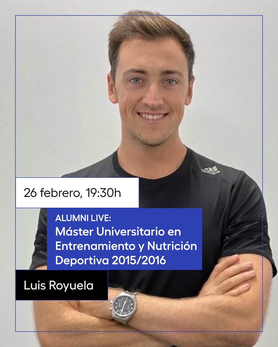 ¡Continuamos con el programa #AlumniLive de la mano de nuestros alumni del Máster Universitario en Entrenamiento y Nutrición Deportiva. ✅ Gratuito 🌐Online abierto. 📅 Lunes 26 de febrero. ⌚️Horario 19:30h - 20:30h 🇪🇸 Registro: universidadeuropea.com/eventos/alumni… #TrainYourDreams