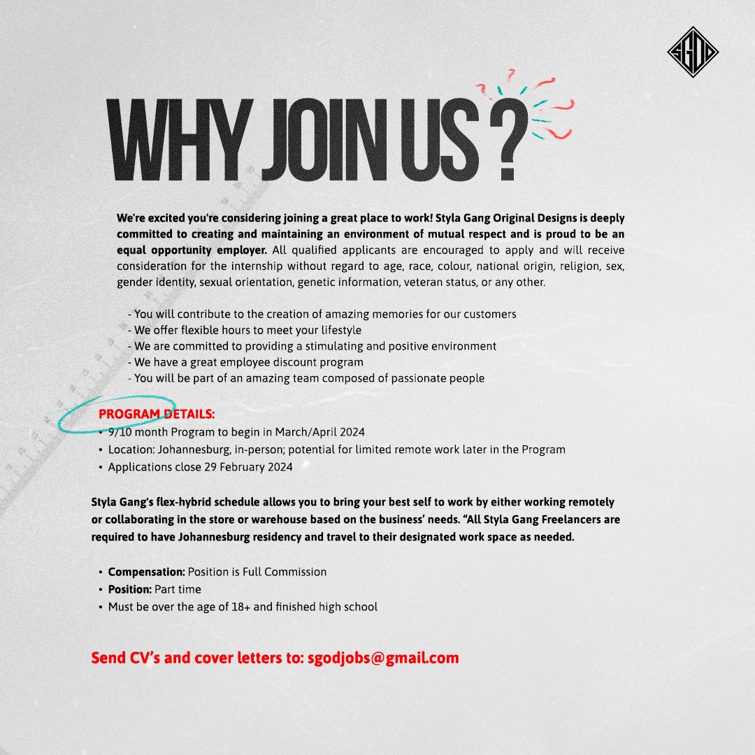 We are excited to announce that we are currently hiring for various positions! Don't miss this opportunity to be part of our team ✌🏾