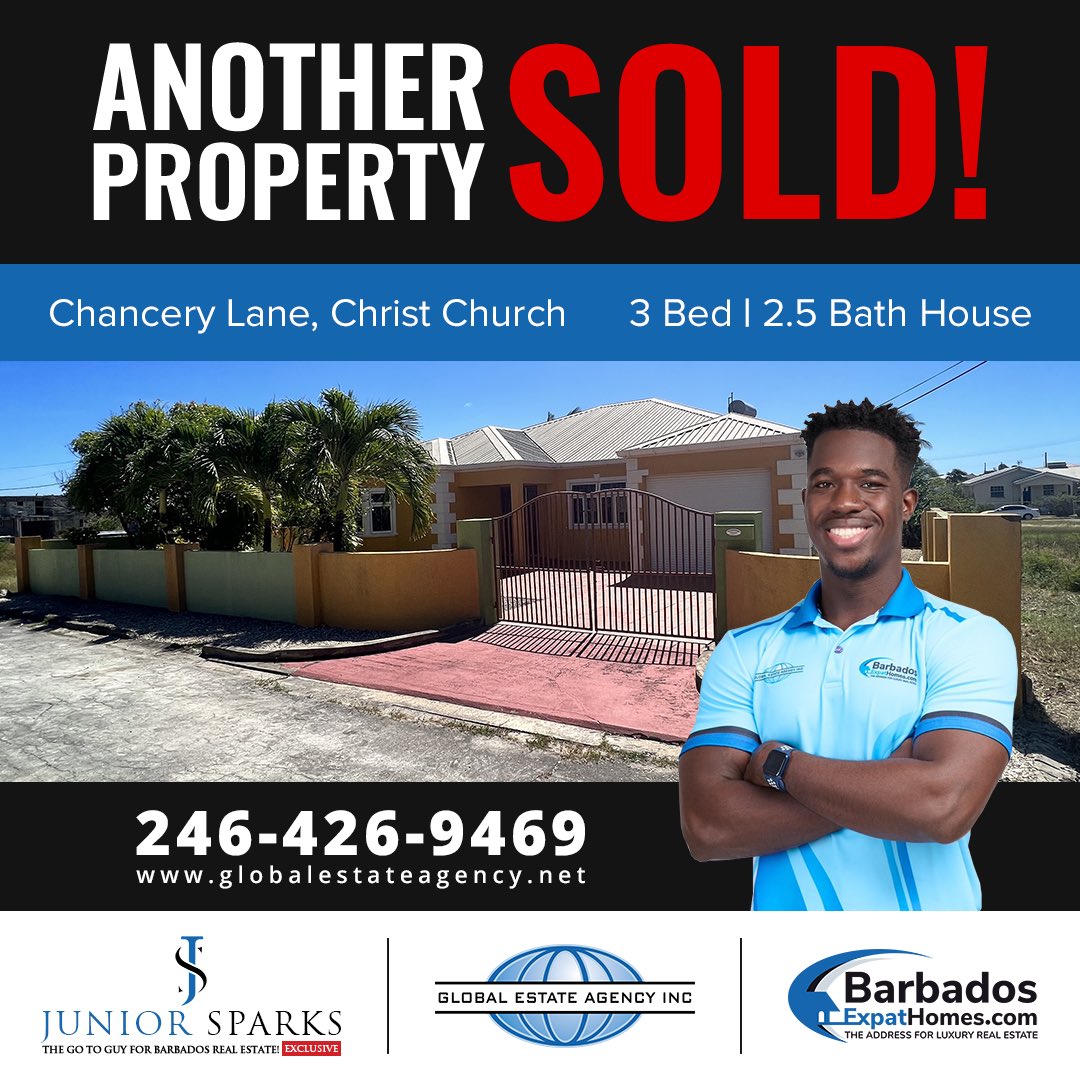 GlobalEstateBB's tweet photo. No better way to start the week than highlighting Another SOLD &amp; CLOSED Listing🤩

Congrats to team member Kaleb, our sellers and the new owners💙

Got a property to sell or rent⁉️ Get in touch😊
⁣
📲 246-426-9469⁣⁣
🖥 https://t.co/hI3Jnd6cIC ⁣⁣

#barbados #justsold https://t.co/W9jAWA9Vmq