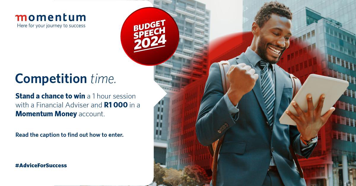 blogitwithjody's tweet photo. Watch the budget speech with me on Wednesday the 21st February at 14:00 

You could be the lucky winner to win a 1 hour session with @Momentum_za”s financial advisor and R1000 in A Momentum Money account. #AdviceForSuccess https://t.co/YygK2CVwe3