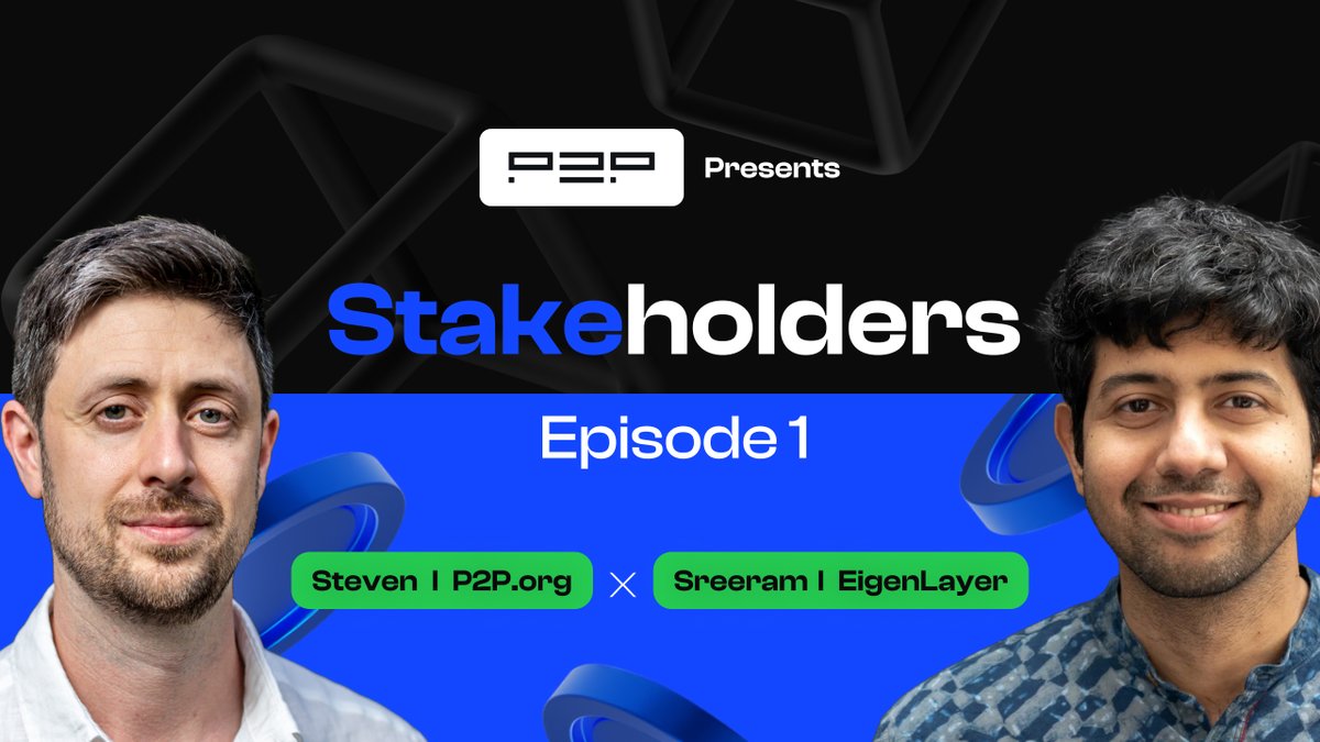 P2Pvalidator's tweet photo. We just dropped the first episode of the Stakeholders Podcast with #eigenlayer  

LINK: https://t.co/h2lQbbtUAU

Our research team @stevencquinn and @PaulYa5hin interview @sreeramkannan and @nima_vaziri from @eigencloud

Watch Now!