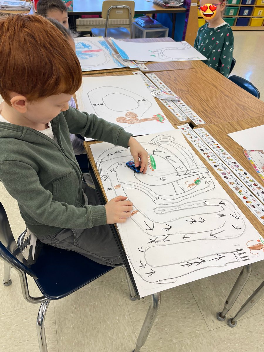 Our sweet kindergarten students finishing up their first PYP unit “Forces and Motion”. Here they are designing their own race tracks and using pushes and pulls to navigate their course.