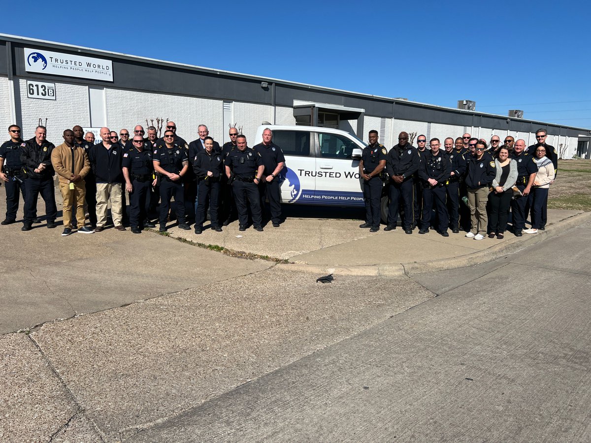 trustedworld's tweet photo. 30+Garland ISD School Resources Officers (SROs) came to Trusted World to see the quality resources available to them within 48 hours and at no cost. When asked how many of them see students in need? Nearly all of them raised their hands with one saying, 'every day.' #TrustedWorld https://t.co/so5pdxjsbI