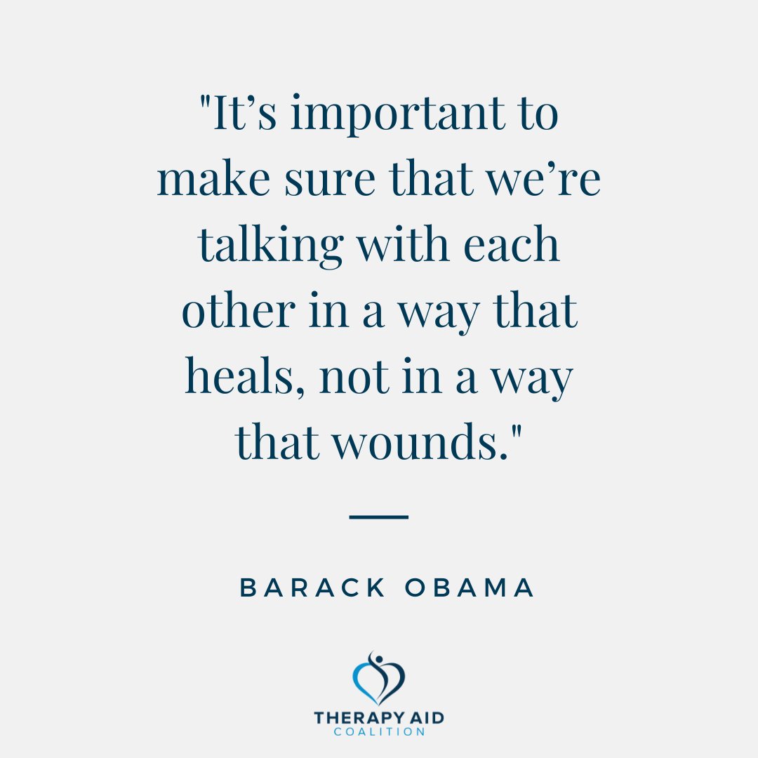 As a mental health nonprofit, these words from @barackobama resonate with us so deeply, that it felt right to post them on Presidents Day. We must talk with one another in a way that heals, not in a way that wounds. 💜